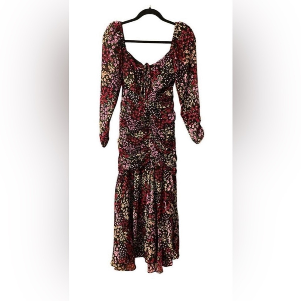 Astr The Label S Athena Midi Floral Ruched Dress Long Sleeve